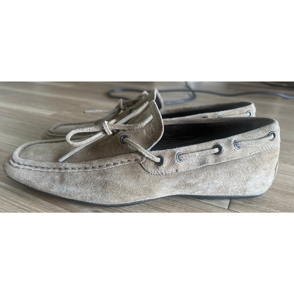 Tod's Mens 8 Tan Suede Gommino Moccasins Lace Up Loafers Made in Italy